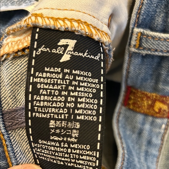 7 for all mankind raw hem skinny jeans with white stripes Size 24 EUC - Picture 9 of 9